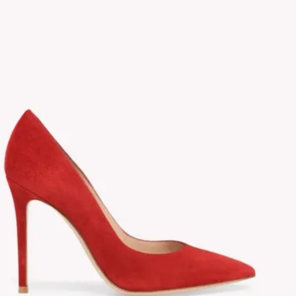 Elegant Allegra James Red Stiletto Suede Heels Size 9 - Picture 1 of 8